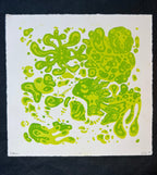GERMS! Colorful Microbiology Petri dish, Abstract, Geometric, Bacteria, Alien, Space themed Linocut Print, 7.5"x7.5"