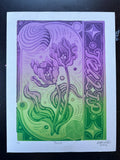 Abstract Tulip Linocut Print Spring Y2K Vibes Vibrant 5.5"x7.05"