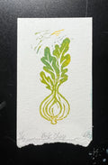 Bok Choy Veggie Linocut Print Group or Single 1x3"-4x4"