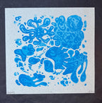 GERMS! Colorful Microbiology Petri dish, Abstract, Geometric, Bacteria, Alien, Space themed Linocut Print, 7.5"x7.5"