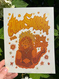Lady Mars Linocut Print | Alien Superstar Beyoncé Art (7x9)