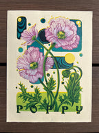 Poppy Flower Abstract Linocut Print | "Poppy" | Whimsical Easter Spring Wall Art | 7"x9"