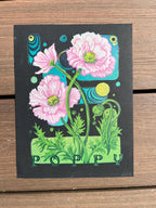 Poppy Flower Abstract Linocut Print | "Poppy" | Whimsical Easter Spring Wall Art | 7"x9"