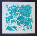 GERMS! Colorful Microbiology Petri dish, Abstract, Geometric, Bacteria, Alien, Space themed Linocut Print, 7.5"x7.5"