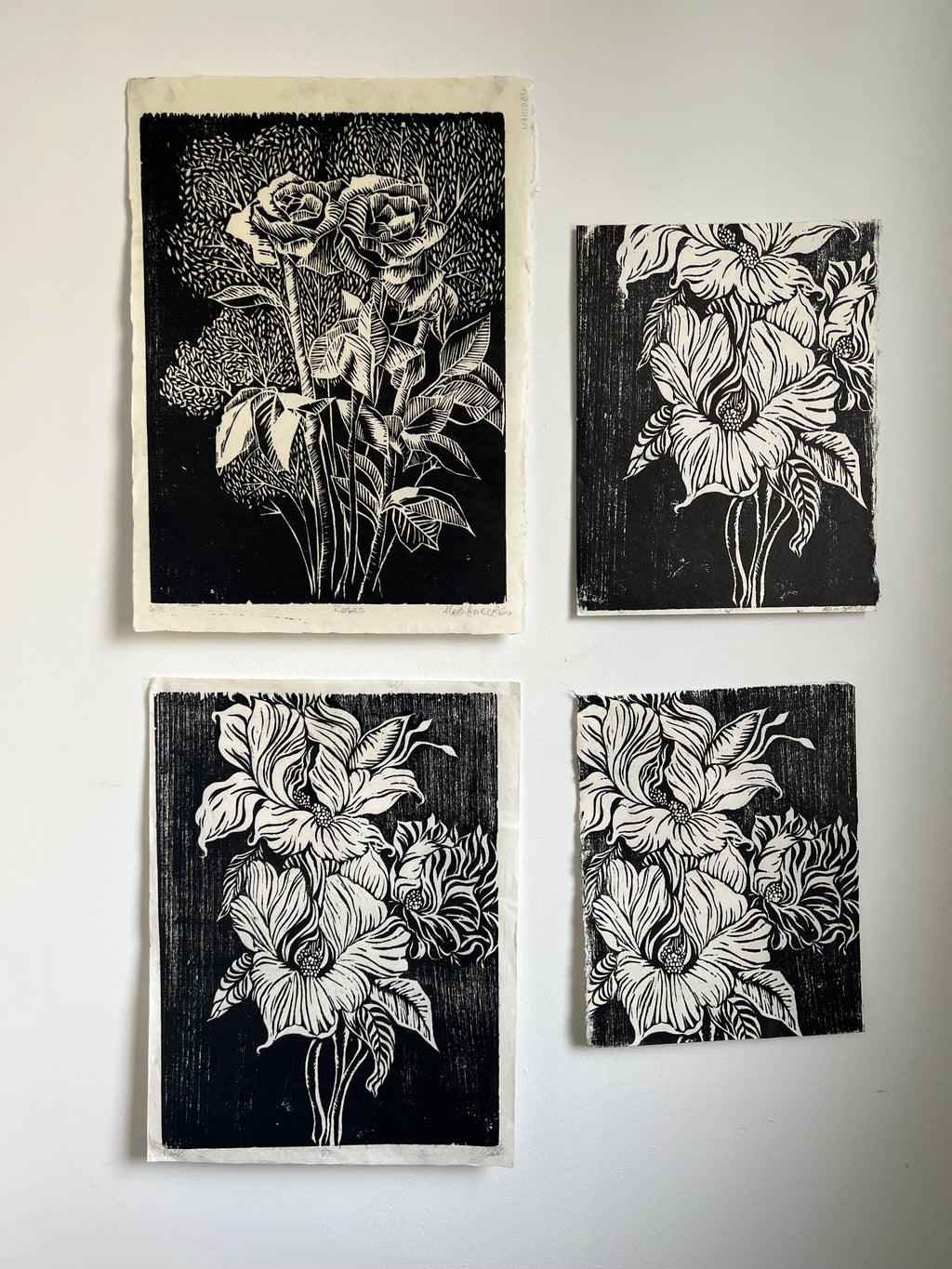 Lush Floral Woodcut Print 12"x16"