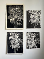 Lush Floral Woodcut Print 12"x16"