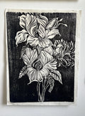 Lush Floral Woodcut Print 12"x16"