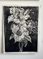 Lush Floral Woodcut Print 12"x16"