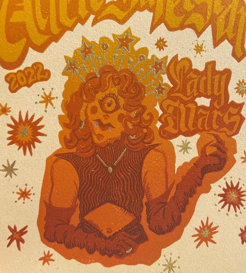 Lady Mars Linocut Print | Alien Superstar Beyoncé Art (7x9)