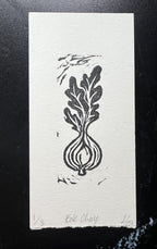 Bok Choy Veggie Linocut Print Group or Single 1x3"-4x4"
