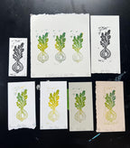 Bok Choy Veggie Linocut Print Group or Single 1x3"-4x4"
