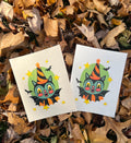 Linocut Vintage BAT, Spooky Halloween Art Print | 4.75x6 | Fall Gift