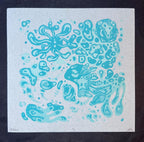 GERMS! Colorful Microbiology Petri dish, Abstract, Geometric, Bacteria, Alien, Space themed Linocut Print, 7.5"x7.5"