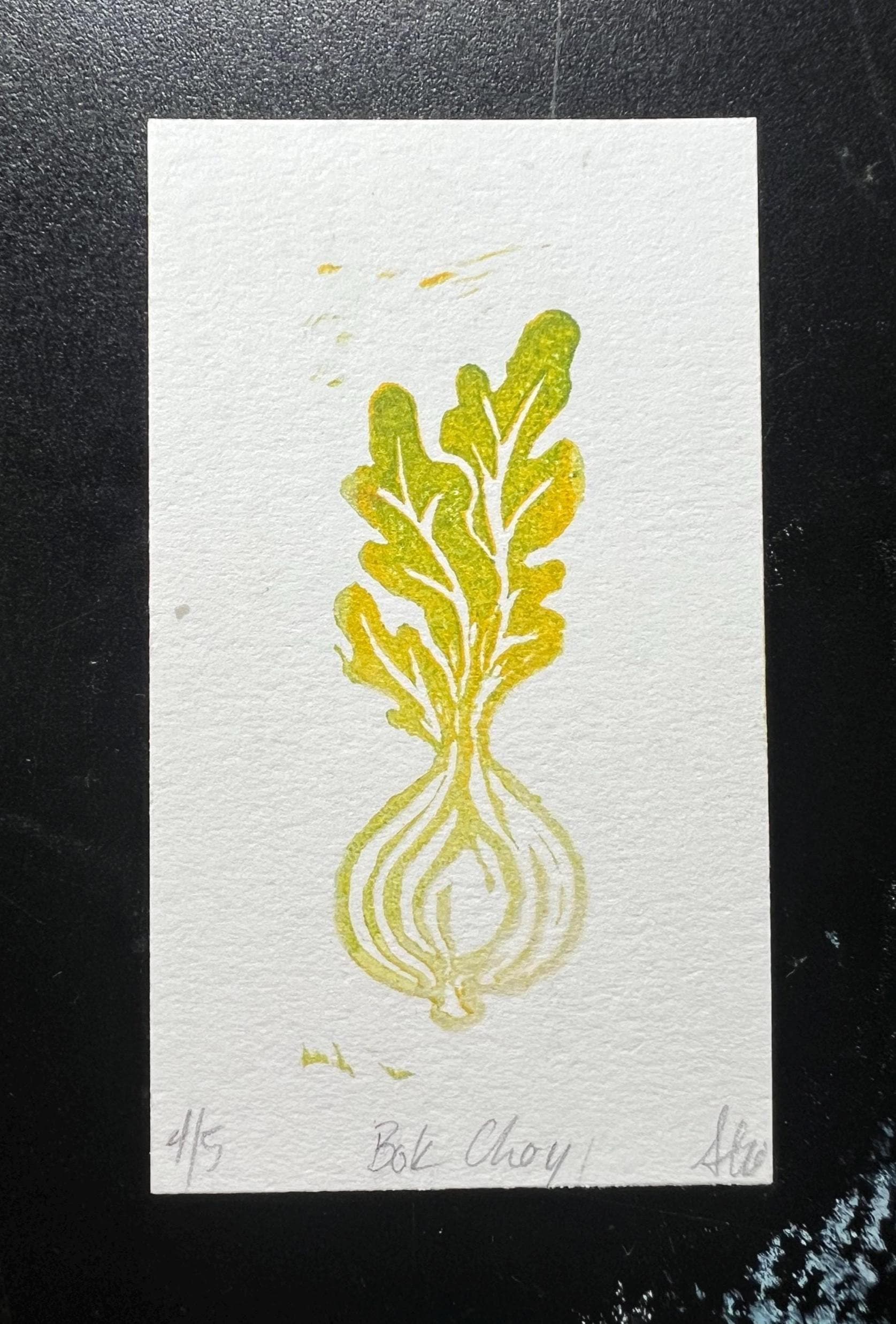 Bok Choy Veggie Linocut Print Group or Single 1x3"-4x4"